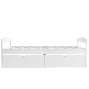 Vida White Twin Size Platform Bed with 2-Drawers