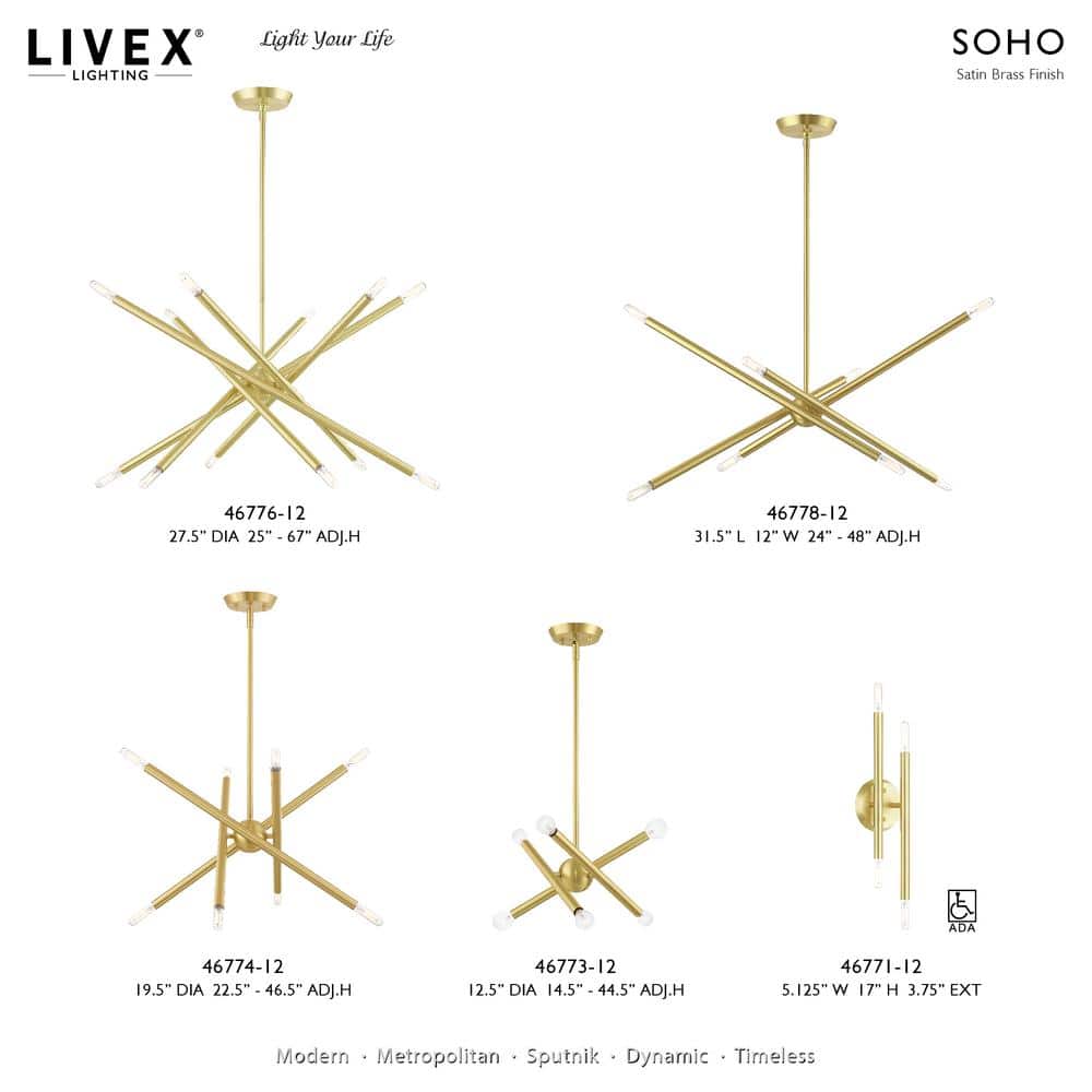 Soho Satin Brass Mini Sputnik 6-Light Chandelier