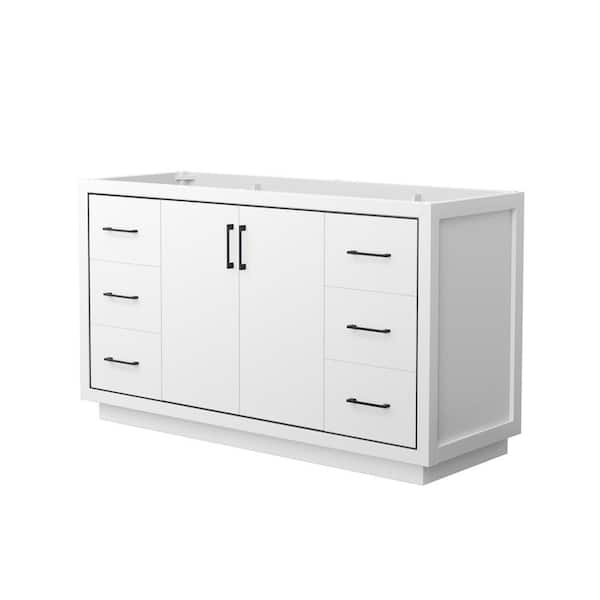 Wyndham Collection Icon 59.25 in. W x 21.75 in. D x 34.25 in. H Single Bath Vanity Cabinet without Top in White