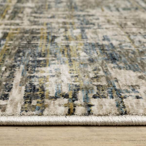 5' X 8' Gray And Ivory Abstract Area Rug With Fringe