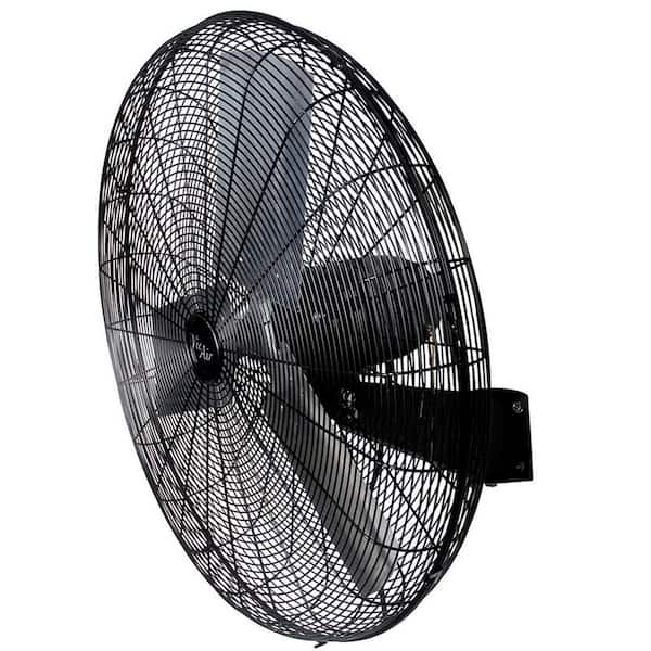 24 in. Tilting Wall Mountable Heavy Duty Commercial Strength Oscillating Fan with 3-Speed Motor in Black