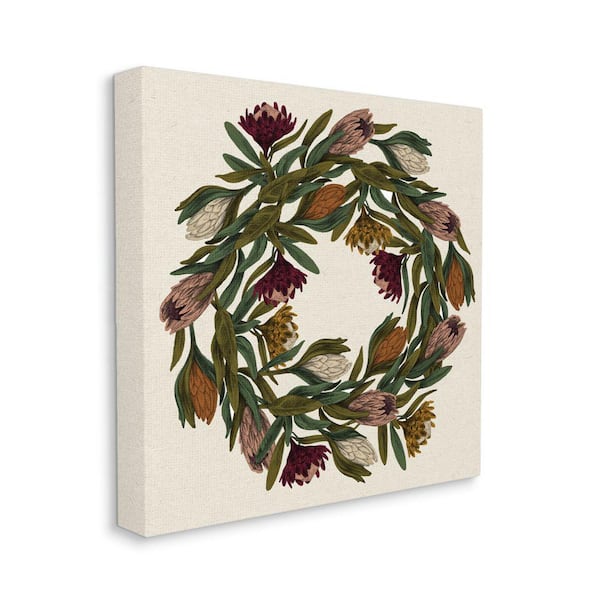 Stupell Industries Wild Thistle Wreath Autumn Harvest Charm by Daphne Polselli Unframed Print Nature Wall Art 17 in. x 17 in.