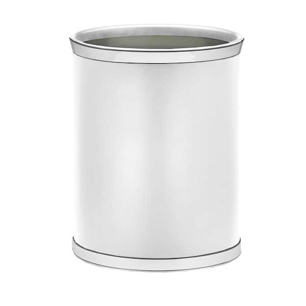Sophisticates 13 Qt. White and Polished Chrome Oval Waste Basket