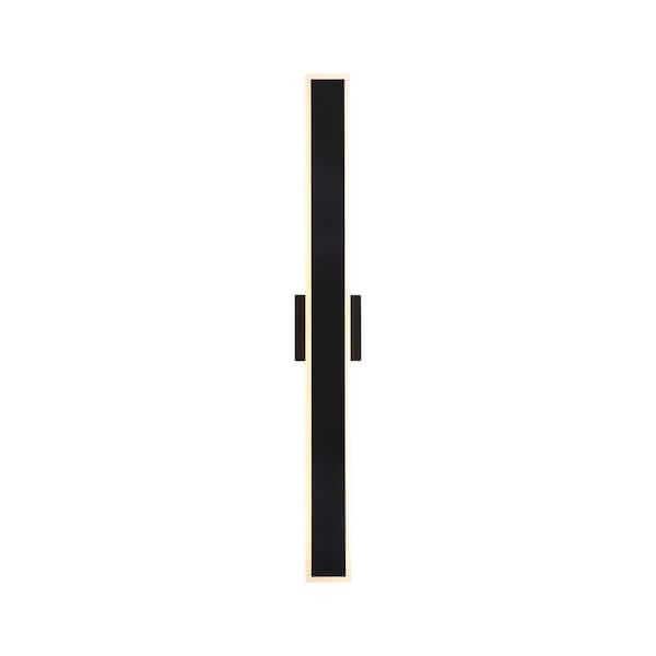 Obsidian 36 in. Sand Black Outdoor Hardwired Wall Sconce with LED Bulbs Included