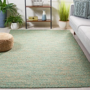 Natural Fiber Green/Beige Doormat 3 ft. x 5 ft. Abstract Distressed Area Rug