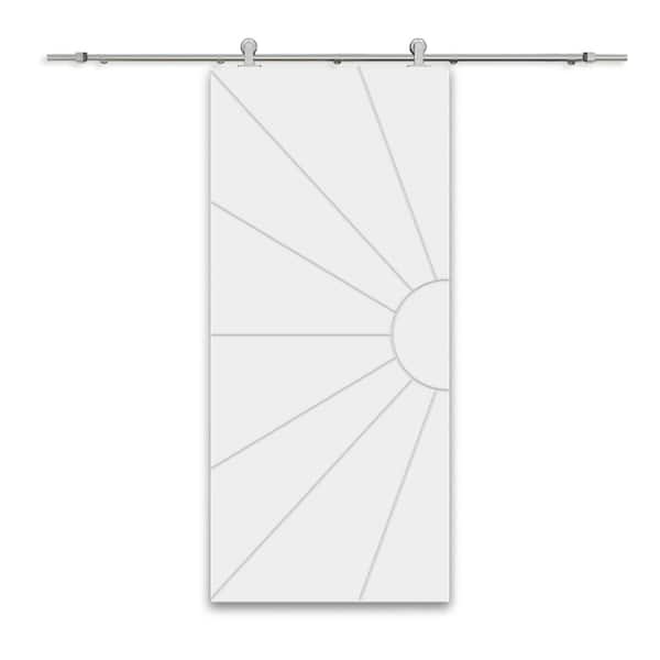 CALHOME 36 in. x 80 in. White Painted Composite MDF Sliding Barn Door with Hardware Kit