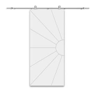 36 in. x 84 in. White Stained Composite MDF Paneled Interior Sliding Barn Door with Hardware Kit