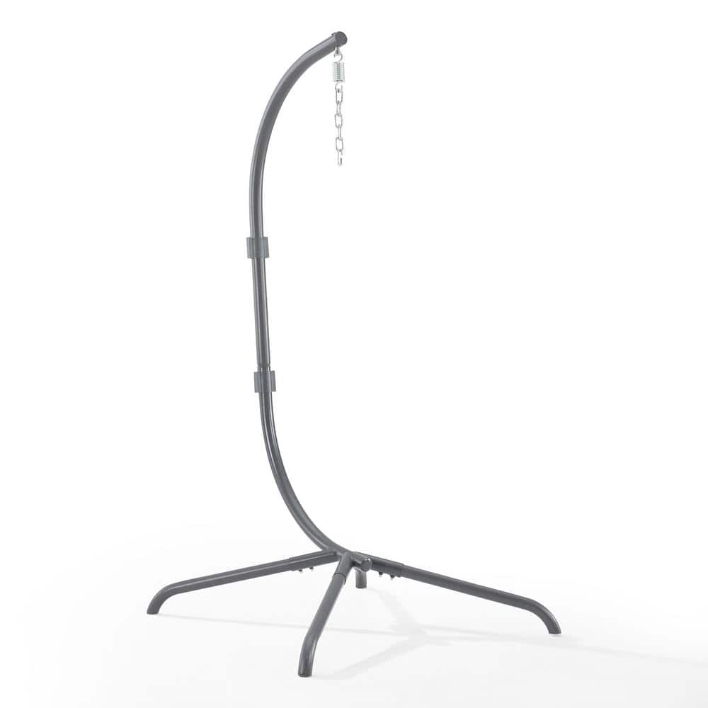 Gray Steel Wicker Hanging Egg Chair with Cushions