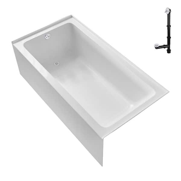 Streamline GA-302-6-WH 66 in. x 32 in. Acrylic Soaking Alcove Bathtub in Glossy White with Left-Hand Drain in Glossy White
