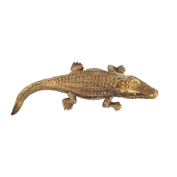 Marley Forrest Antiqued Gold Crocodile Sculpture 52029 - The Home