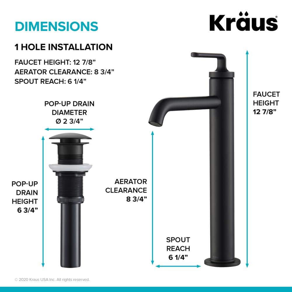 Ramus Modern Chrome Single Handle Vessel Sink Faucet with Pop-Up Drain