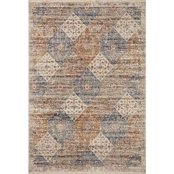 LOLOI II Sorrento Ivory/Multi 7'-10" x 7'-10" Round Oriental Fringe Area Rug