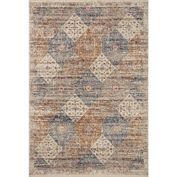 Loloi Sorrento Ivory/Multi 2'-7" x 8' Oriental Fringe Runner Area Rug