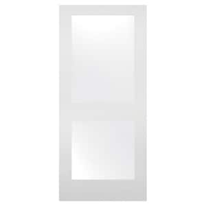 24 in. x 80 in. Solid Core 2-Lite Satin Etch Glass Square Sticking Primed Wood Interior Door Slab