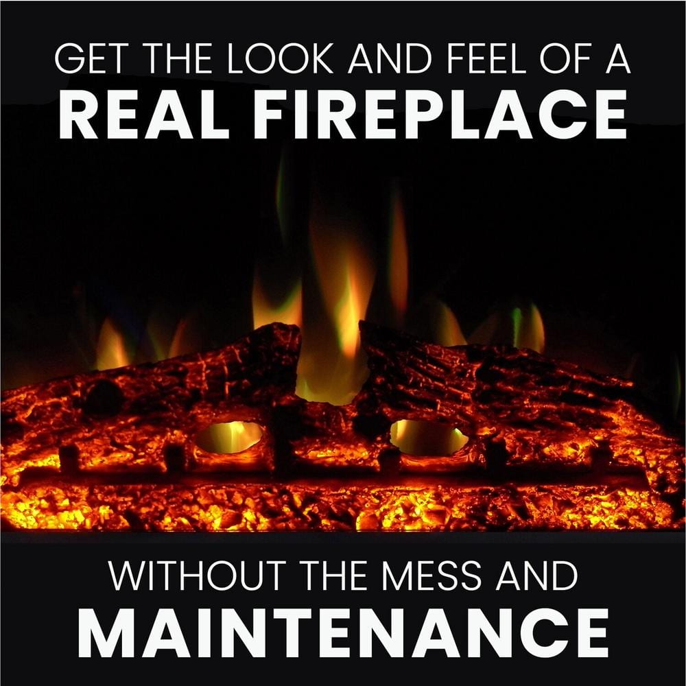 Seville 47'' White MDF Electric Fireplace with Enhanced Log Display
