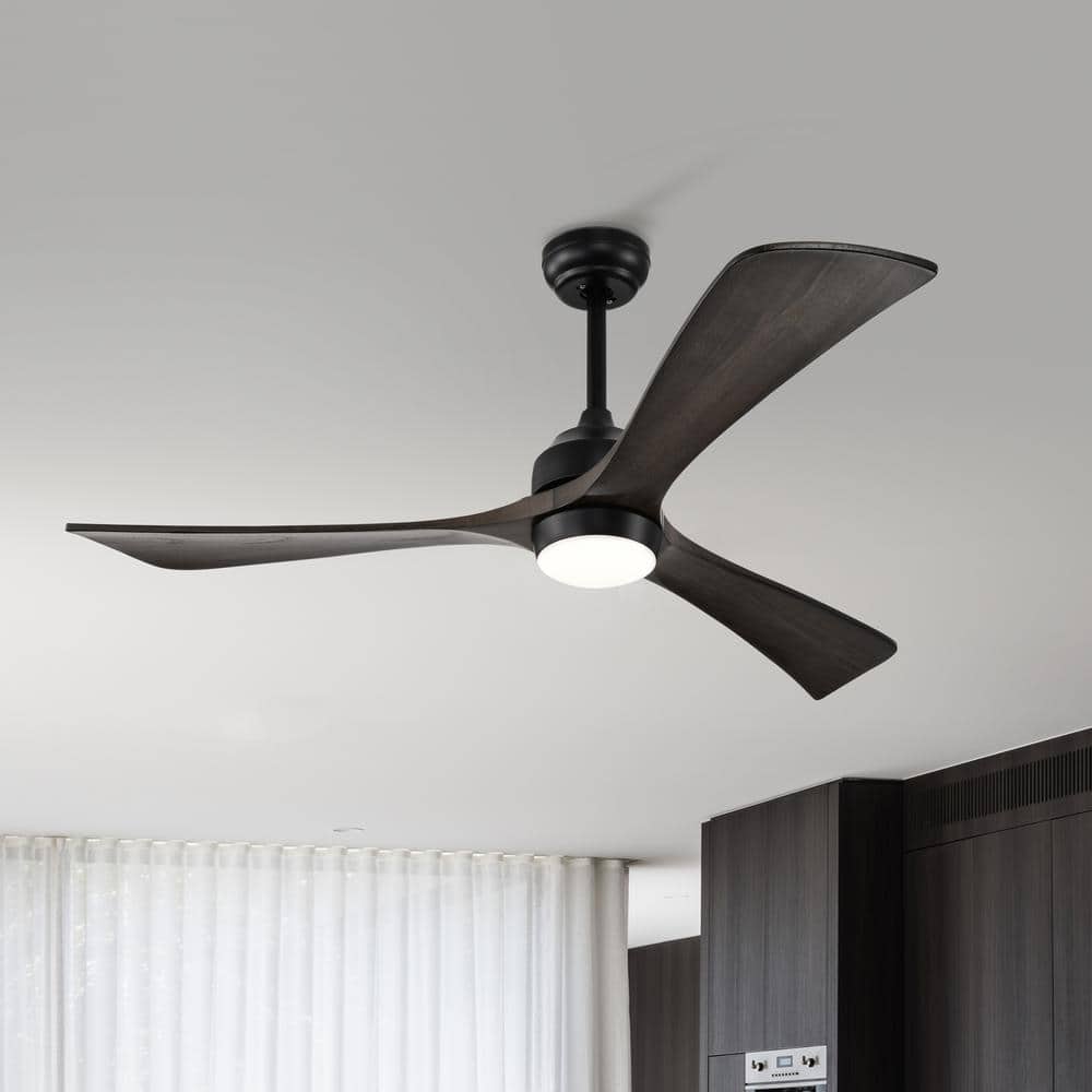 52 in. Smart LED Light Indoor Matte Black Ceiling Fan with Soild Wood Blade and Quiet Reversible DC Motor and Remote price history on PriceWatchPro
