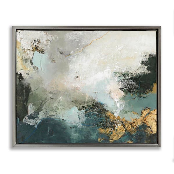 Stupell Industries Stormy Dark Abstraction by Design Fabrikken Gray Floater Frame Abstract Graphic Art Print 17 in. x 21 in.
