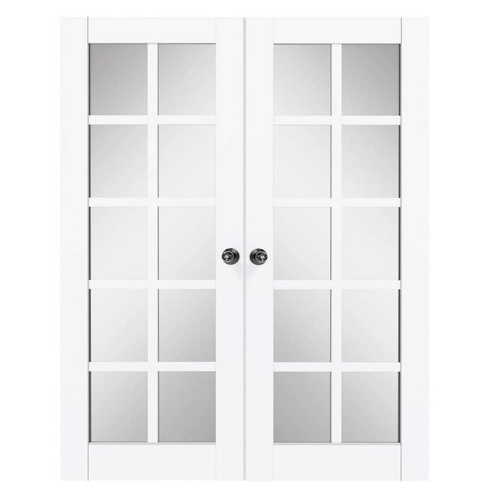 64 in. x 80 in. Composite, MDF, 10 Lite, Mirrored Glass, Primed, White Interior Door Slab With Black Goal Doorknob price history on PriceWatchPro