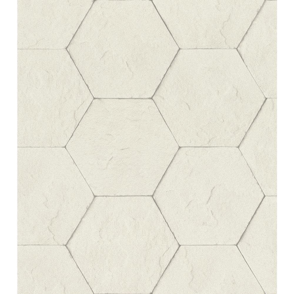 57.8 sq. ft. Bascom Dove Stone Hexagon Strippable Wallpaper Covers