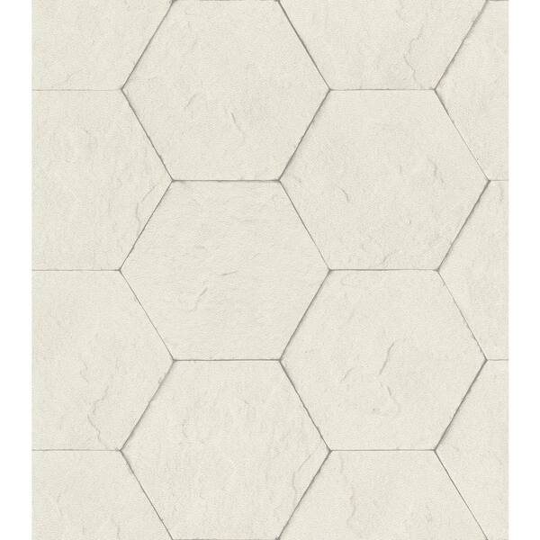 Advantage 57.8 sq. ft. Bascom Dove Stone Hexagon Strippable Wallpaper ...