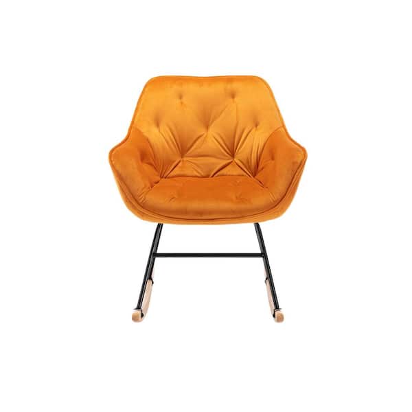 Z-joyee Orange Toweling Fabric Rocking Chair Arm Chair