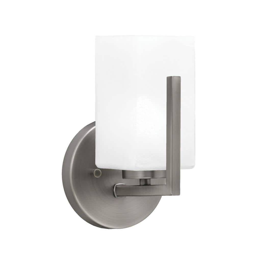 Cottonwood 3.5 in. 1 Light Graphite Sconce with 3.5 in. Square White Marble