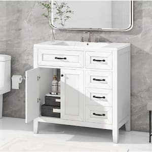 36 in. W x 18 in. D x 35 in. H Freestanding Bath Vanity Cabinet without Top, Bathroom Cabinet without Sink in White