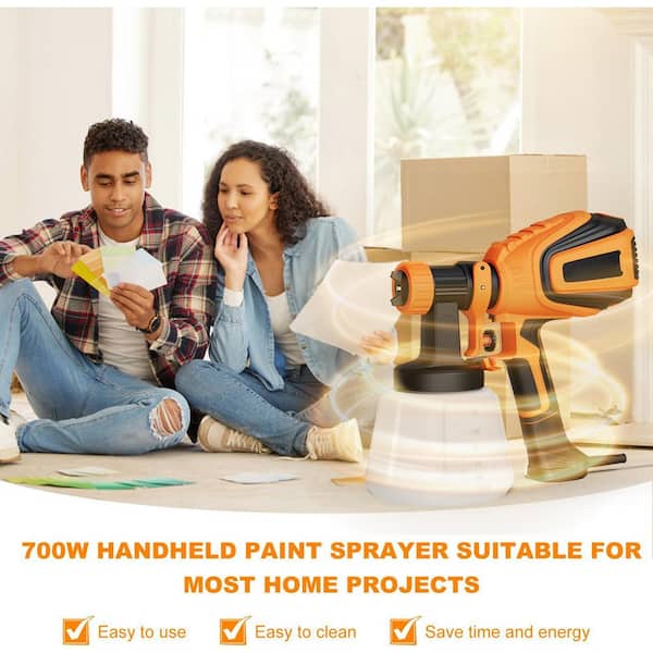 700W HVLP Paint Sprayer with 4 Nozzles, 3 Spray Patterns
