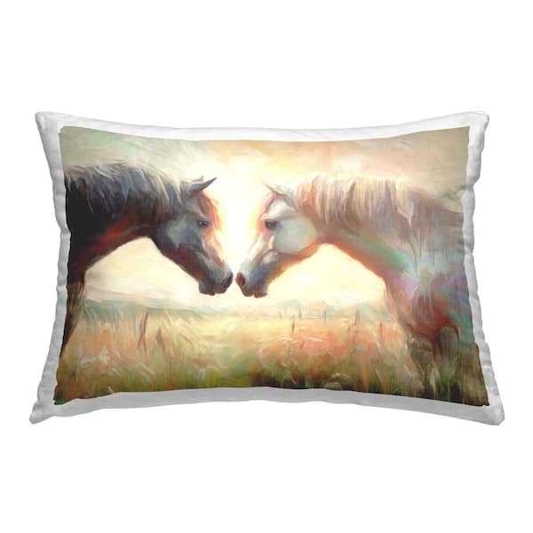 Stupell Industries Soft Sunlit Horses Multi-Color Print Polyester 14 in. x 20 in. Throw Pillow
