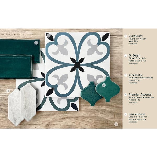 Marazzi D_Segni Clover 8 in. x 8 in. Glazed Porcelain Floor and