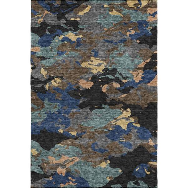 Mayfield Premium Machine Washable Abstract AMF2497 Black 10 ft. x 14 ft. Area Rug