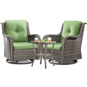 Gardenbee 3-Piece Wicker Swivel Outdoor Rocking Chairs Patio ...