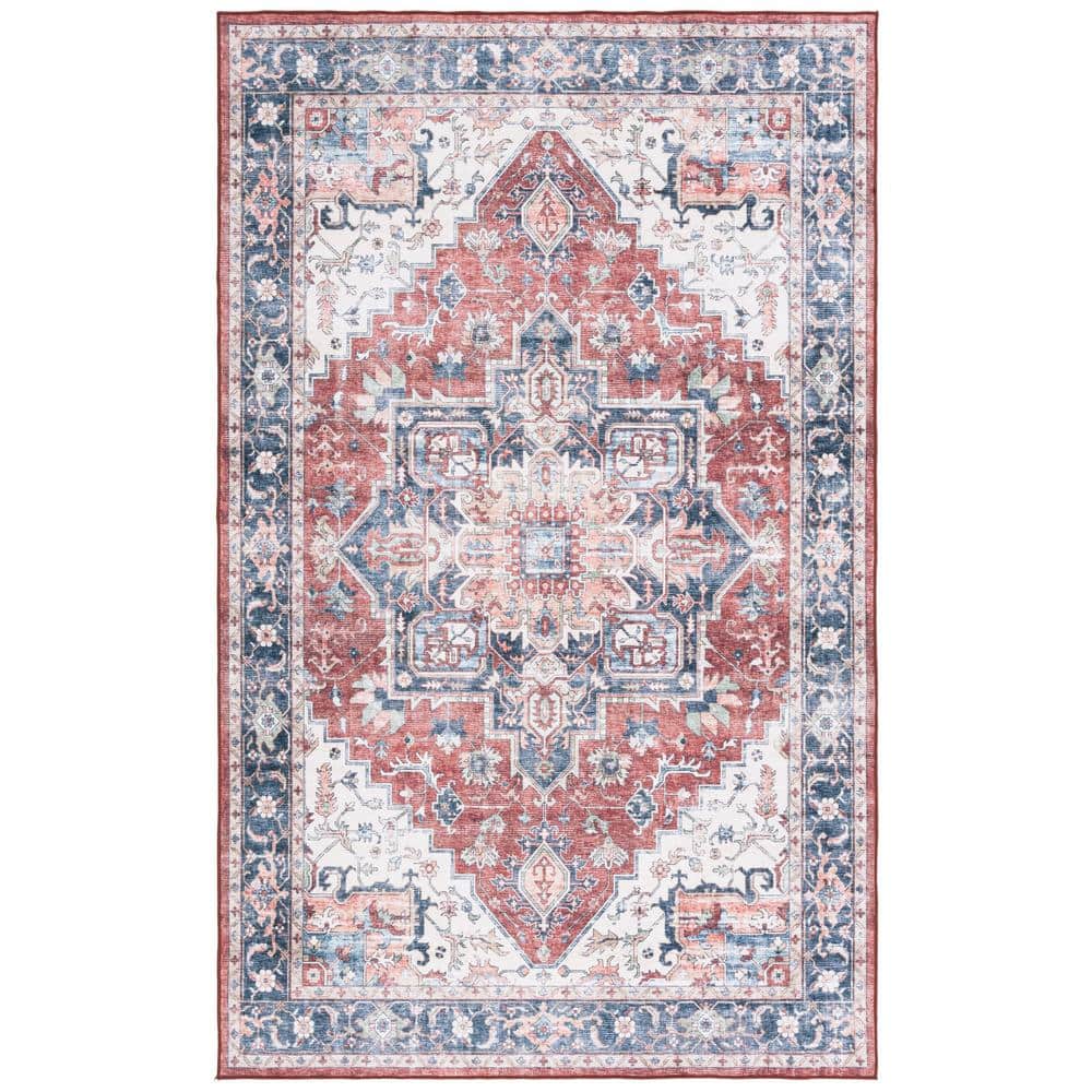 Arizona Brown and Blue Distressed Washable Area Rug 6'x9'
