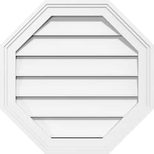 12 in. x 12 in. Octagonal Surface Mount PVC Gable Vent: Functional with Brickmould Frame