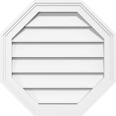 18" x 18" Octagonal Surface Mount PVC Gable Vent: Functional with Brickmould Frame
