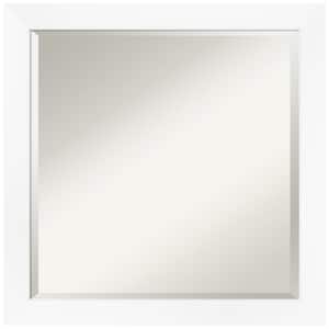 Medium Square Matte White Beveled Glass Modern Mirror (23.25 in. H x 23.25 in. W)