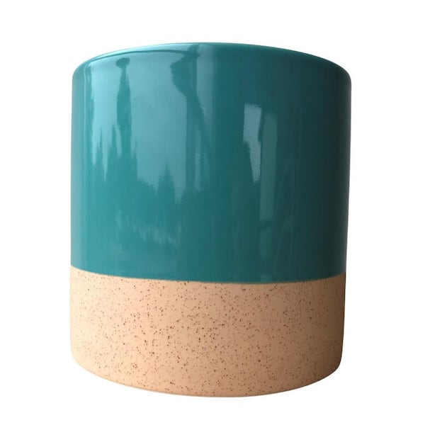 Pride Garden Products Stoneware 4 in. Agate Green Ceramic Nidos Cylinder Planter