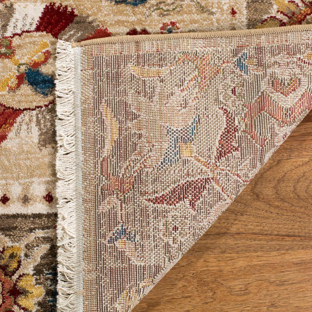 Kashan Beige and Taupe 9' x 12' Synthetic Area Rug