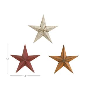Metal Multi Colored Indoor Outdoor Star Wall Decor (Set of 3)