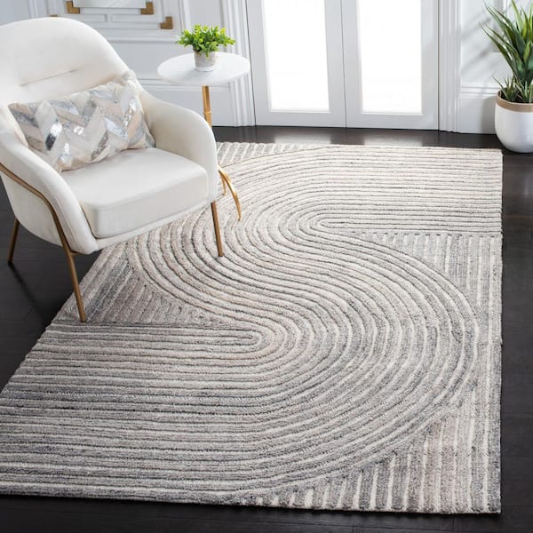 Southampton 3 ft. x 3 ft. Beige Meander Striped Square Area Rug