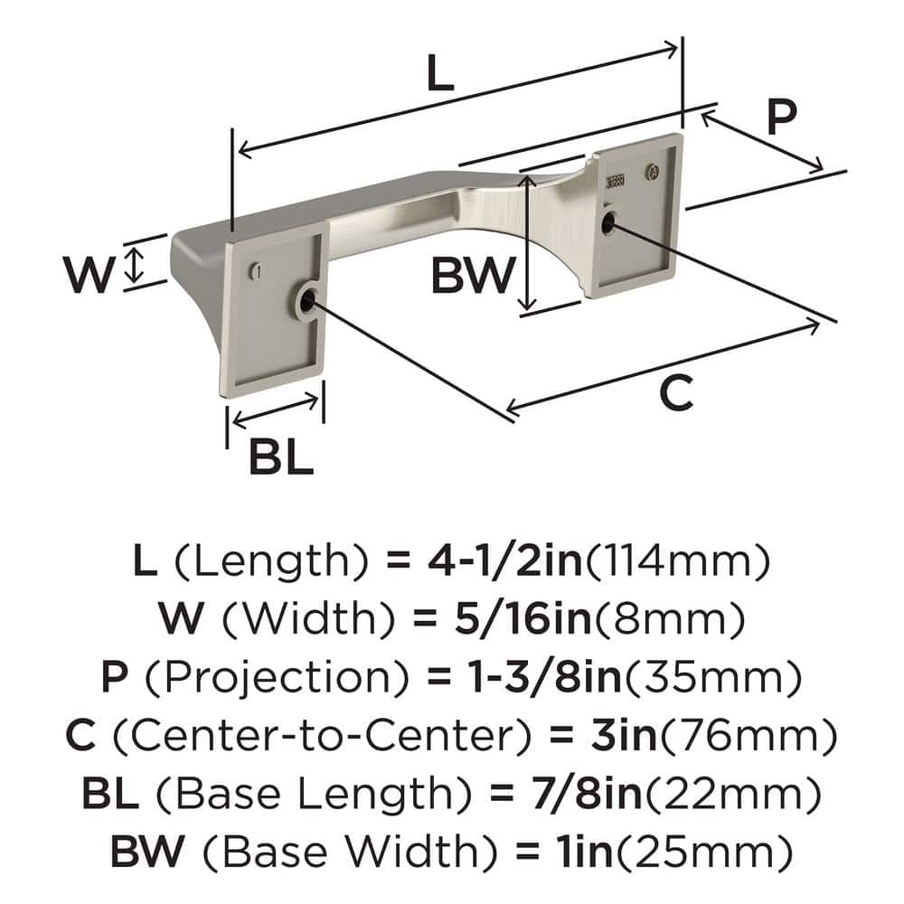 Brushed Nickel Modern Cabinet Drawer Pull with Mounting Hardware