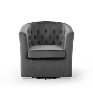 Prospect Charcoal Tufted Performance Velvet Swivel Armchair