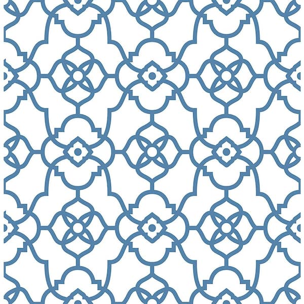 A-Street Prints Atrium Blue Trellis Paper Strippable Roll Wallpaper (Covers 56.4 sq. ft.)