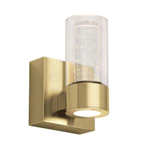 Essence 4.3 in. 1-Light Gold LED Modern Indoor Wall Sconce with Bubble Glass for Hallway and Bathroom