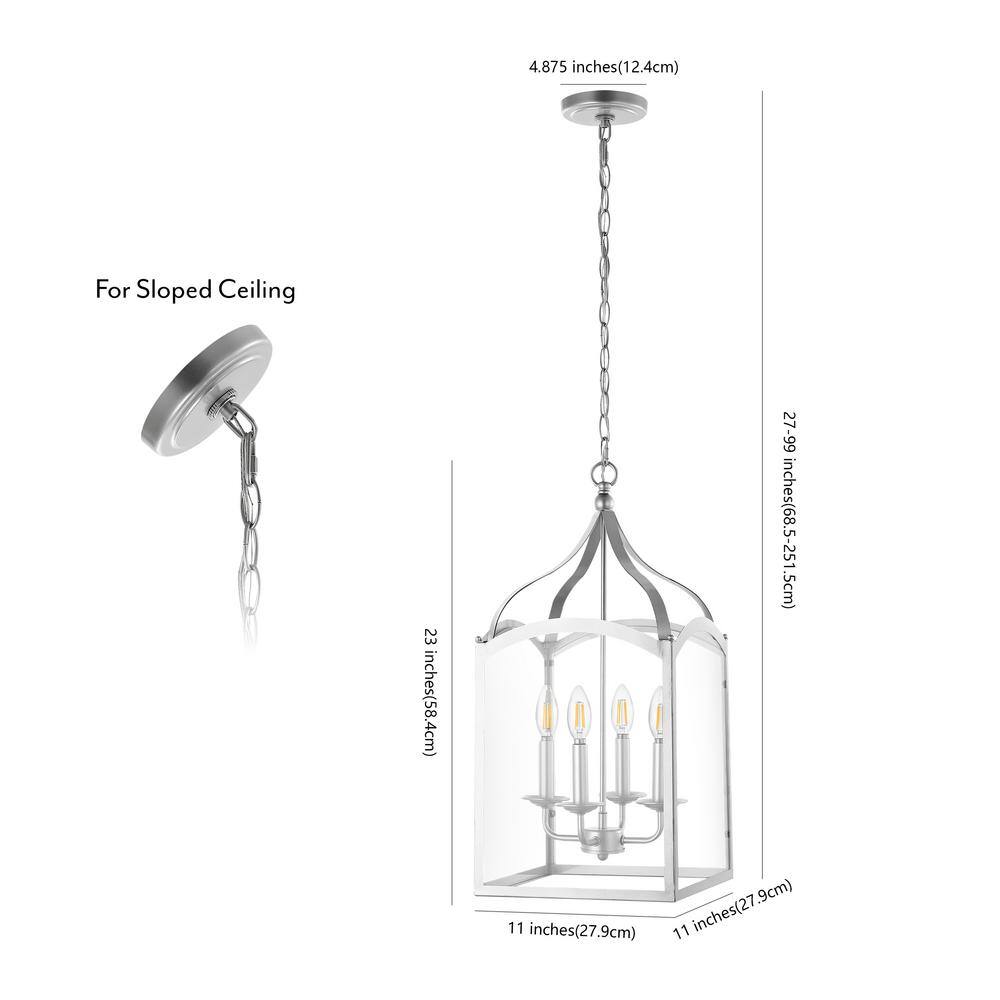 Ruth 4-Light Silver Glass LED Lantern Chandelier