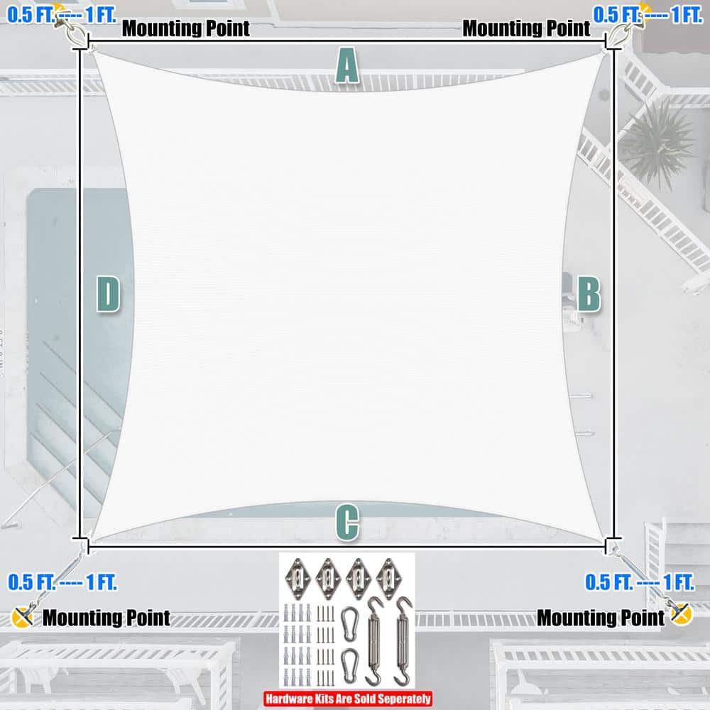 14' x 16' White High-Density Polyethylene Patio Shade Sail