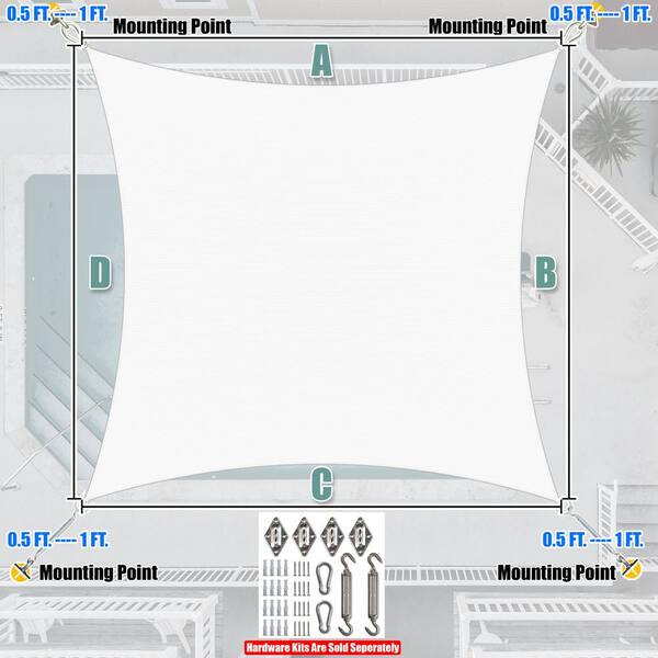 AMGO - 8 ft. x 12 ft. White Rectangle Sail