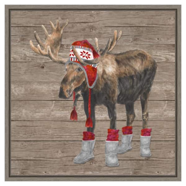 Amanti Art Warm in the Wilderness Moose by Tara Reed 22 in. W x 22 in. H Canvas Float Frame in Gray