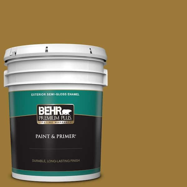 BEHR PREMIUM PLUS 5 gal. #M300-7 Persian Gold Semi-Gloss Enamel Exterior Paint & Primer