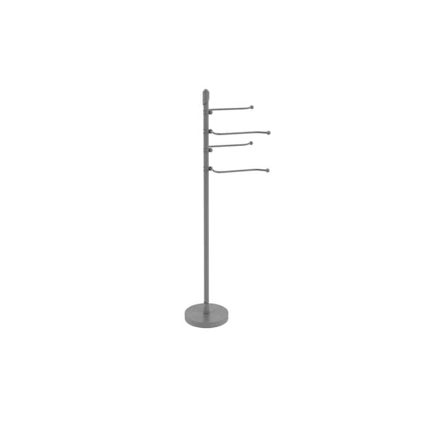 Allied Brass Soho Free Standing Towel Bar with 4-Pivoting Swing Arm Towel Stand in Matte Gray